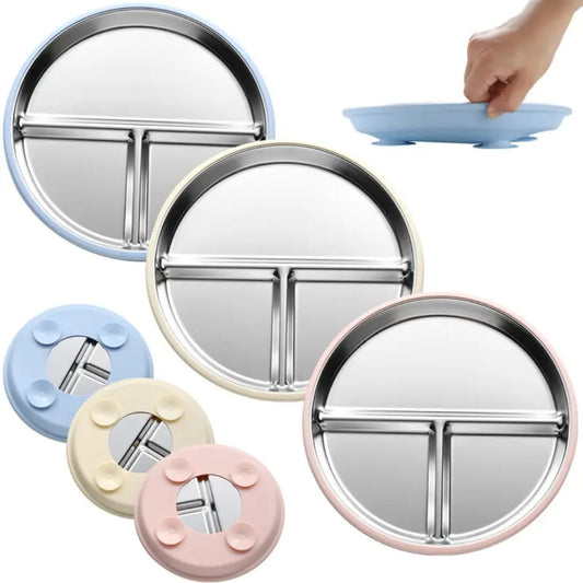 Stainless Steel Plate With Silicone Suction
