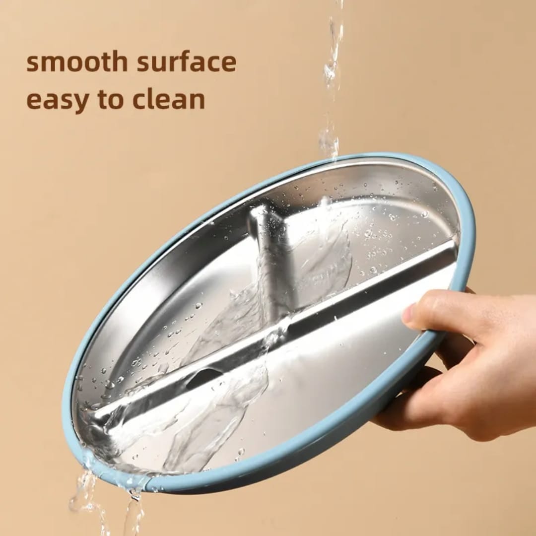 Stainless Steel Plate With Silicone Suction
