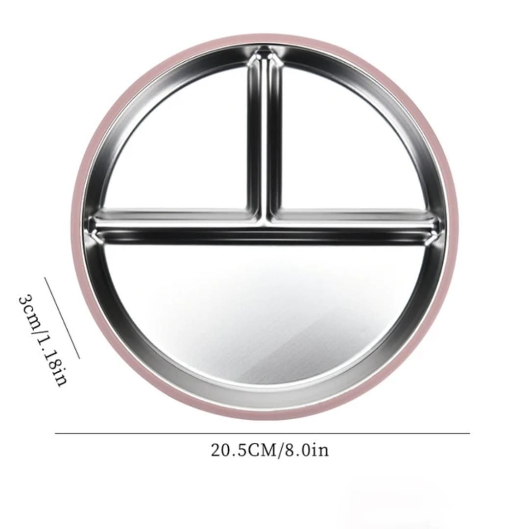 Stainless Steel Plate With Silicone Suction