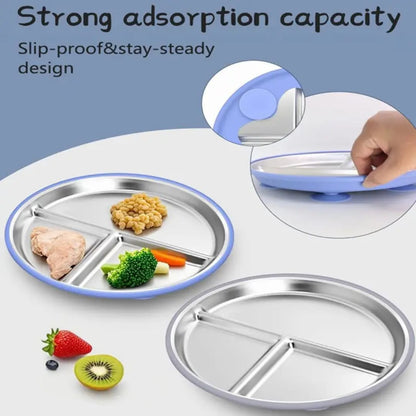 Stainless Steel Plate With Silicone Suction