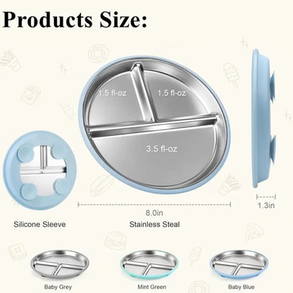 Stainless Steel Plate With Silicone Suction