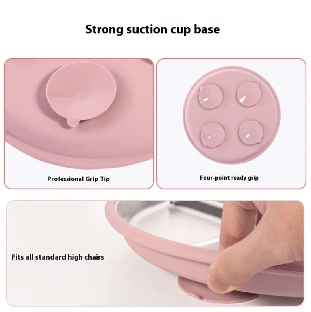 Stainless Steel Plate With Silicone Suction