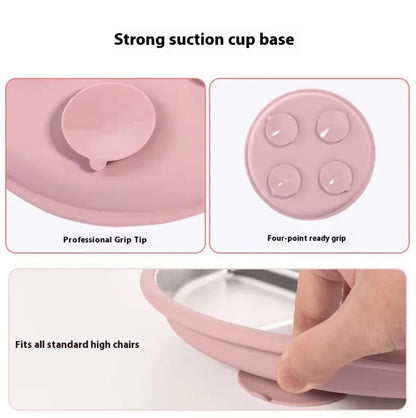 Stainless Steel Plate With Silicone Suction